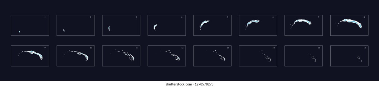 Smoke explosion special effect animation frames sprite sheet. Explosion frames for flash animation in games, video and cartoon