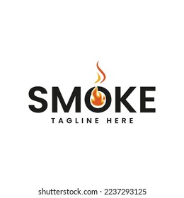Smoke fire logo design inspiration, watermark logo on white background,symbol,design vector template