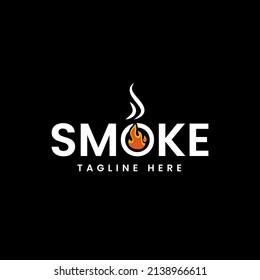 Smoke fire logo design inspiration,watermark logo on black background