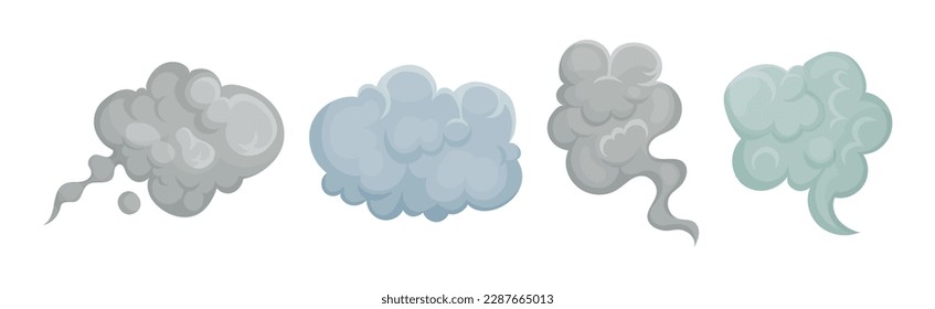 Smoke and Fog Grey Clouds Shape Vector Set