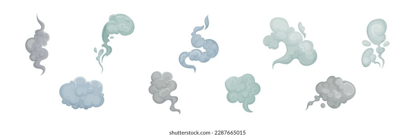 Smoke and Fog Grey Clouds Shape Vector Set