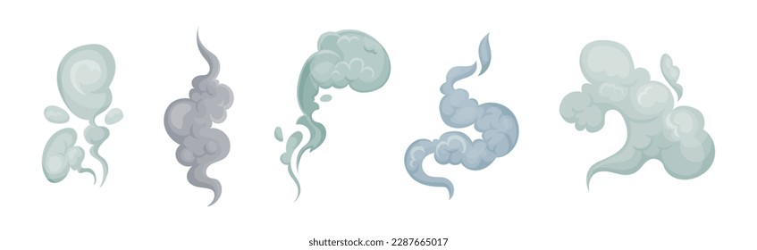 Smoke and Fog Grey Clouds Shape Vector Set