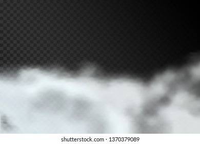 Smoke or fog isolated on transparent background. Realistic clouds of smoke or smog. Vector illustration.