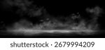 Smoke fog water on dramatic black backdrop with misty vapor clouds and reflective liquid surface. Dark atmospheric environment with mysterious mood for product presentation or abstract design.
