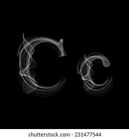 Smoke font. Letter C. Vector illustration alphabet