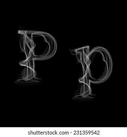 Smoke font. Letter P. Vector illustration alphabet