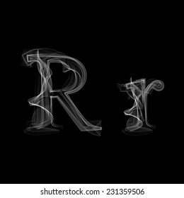 Smoke font. Letter R. Vector illustration alphabet