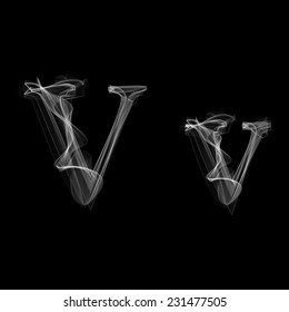 Smoke font. Letter V. Vector illustration alphabet