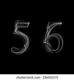 Smoke font. Numbers 5 6. Caracter five six. Vector illustration.