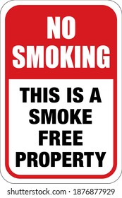 Smoke Free Property Sign No Smoking On The Premises 