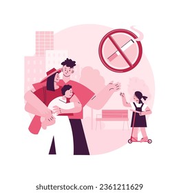 Smoke free zone abstract concept vector illustration. Smoke-free bar zone, no smoking area, anti cigarette policy, tobacco prohibition sign, safe place for children, pay a fine abstract metaphor.