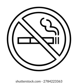 Smoke Free Zone Restriction Symbol in Black Line Art Graphic