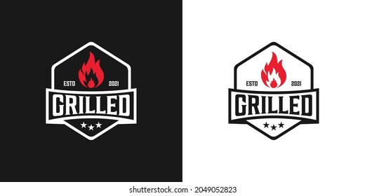 smoke garden,rustic,grilled logo .premium vector 1