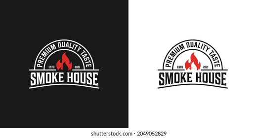 smoke garden,rustic,grilled logo .premium vector