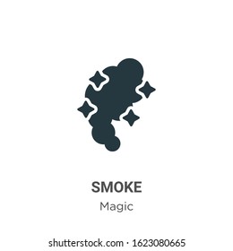 Smoke glyph icon vector on white background. Flat vector smoke icon symbol sign from modern magic collection for mobile concept and web apps design.