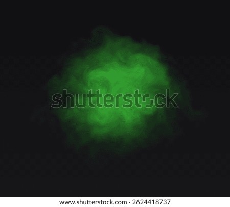 Smoke green cloud on black transparent background. Fog vector effect
