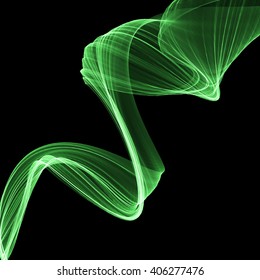 Smoke green wave background. Vector illustration on black
