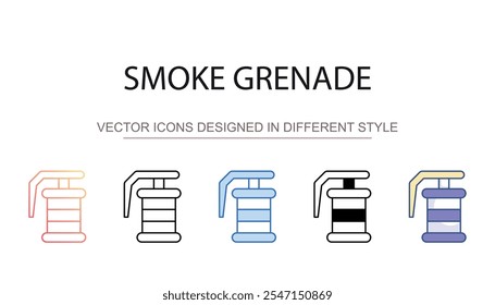 Design de ícone de granada de fumaça com ilustração de estoque de fundo branco