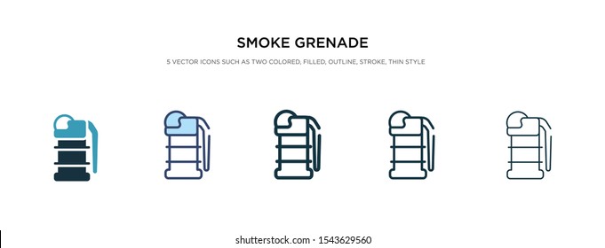 smoke grenade icon in different style vector illustration. two colored and black smoke grenade vector icons designed in filled, outline, line and stroke style can be used for web, mobile, ui