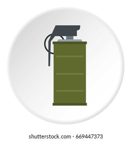 Smoke grenade icon in flat circle isolated on white background vector illustration for web