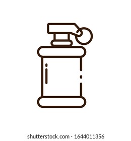 Icono de la granada de humo sobre fondo blanco, estilo de línea, diseño de ilustración vectorial