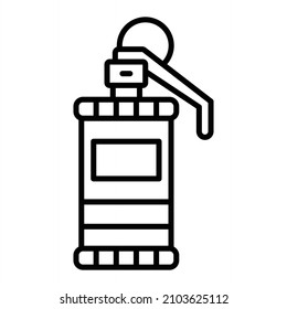 Smoke Grenade Vector Outline Icon Isolated On White Background
