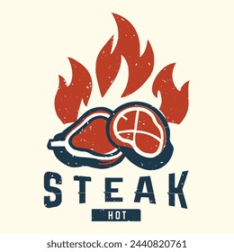 Smoke Grill Fire BBQ Logo Vintage Retro Grunge Style