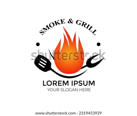 Smoke and grill logo concept template design vector