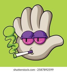 smoke hand cartoon illustration style