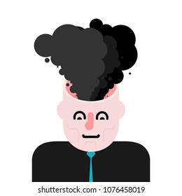 Smoke from head. Open head. Vector Brain blowing. Vector illustration
