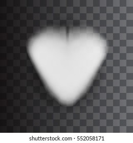 smoke heart shaped cloud. transparent graphic template. vector illustration