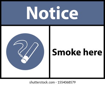 Smoke here sign. Vector illustration. EPS 10