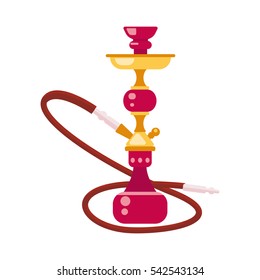 Smoke hookah flat vector illustration isolated on white