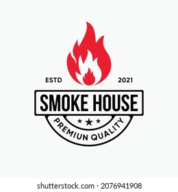 casa de humo, parrilla, rústico, tostada plantilla de diseño de logo inspirada en la inspiración