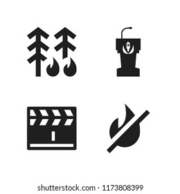 smoke icon. 4 smoke vector icons set. fire, forest fire and clapperboard icons for web and design about smoke theme