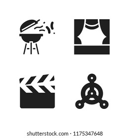 smoke icon. 4 smoke vector icons set. chemical weapon, clapperboard and barbecue icons for web and design about smoke theme