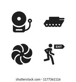 smoke icon. 4 smoke vector icons set. fire alarm, exit and war tank icons for web and design about smoke theme