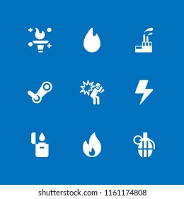 smoke icon. 9 smoke set with lighter, grenade, storm and industrial building with contaminants vector icons for web and mobile app