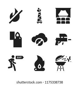 smoke icon. 9 smoke vector icons set. oil tower, cloud cd and lighter icons for web and design about smoke theme