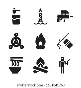 smoke icon. 9 smoke vector icons set. oil mining fire, bonfire and welder icons for web and design about smoke theme