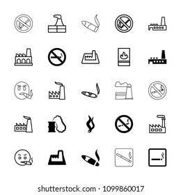 Smoke icon. collection of 25 smoke filled and outline icons such as smoking area, no smoking, factory, cigarette. editable smoke icons for web and mobile.