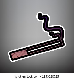 Smoke icon great for any use. Vector. Violet gradient icon with black and white linear edges at gray background.