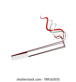 Smoke icon great for any use. Vector. Detachable paper icon with red body stock. Isolated.