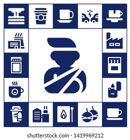 smoke icon set. 17 filled smoke icons.  Simple modern icons about  - Eruption, Factory, Match, Accident, Coffee cup, Matches, Lighter, Cup, Smoke bomb