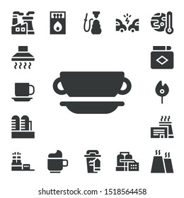smoke icon set. 17 filled smoke icons.  Simple modern icons about  - Nuclear plant, Hood, Cup, Factory, Match, Matches, Hookah, Coffee cup, Accident, Global warming