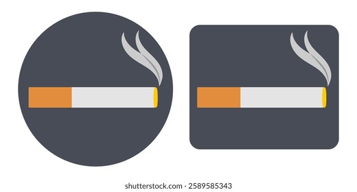 Smoke icon set. Symbol of smoking vector sign website logo design. Cigarette simple concept sign isolated on white background. Cigarette vector icon, smoking symbol. Vector illustration.