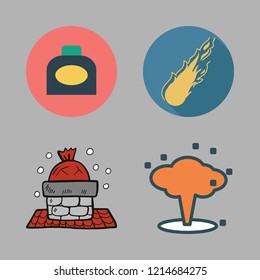 smoke icon set. vector set about meteor, chimney, ink and explosion icons set.