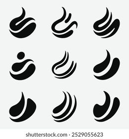 Smoke Icon Silhouette Set. Collection Of Smoke Or Fire Icon Silhouette.