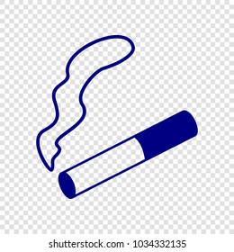 Smoke icon. Vector. Navy blue flat icon on transparent background.