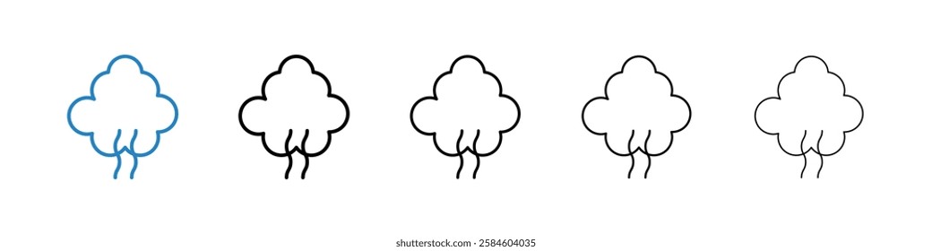 Smoke icons in five different stroke sizes